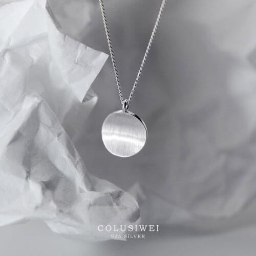 Colusiwei Authentic 100% 925 Sterling Silver Irregular circle Exquisite Women Pendant Necklace Simple Sterling Silver Jewelry