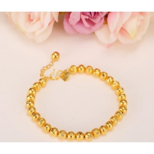 21cm cute girls Bangle Women Gold Round Beads Bracelets Ethiopian Jewelry African Hand Chain Arab Items kids jewelry best gift