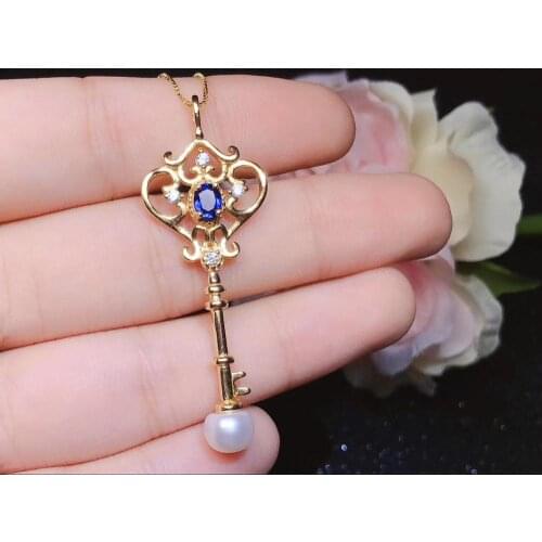 The Best Gift For your mother Natural and Real sapphire necklace pendant Free shipping 925 sterling silver For men women