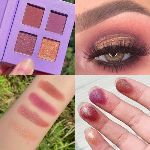 Eyeshadow Palette 4 Colors Matte Shimmer Waterproof Long Lasting Eyeshadow Pigment Diamond Glitter Nude Shimmer Makeup Cosmetic