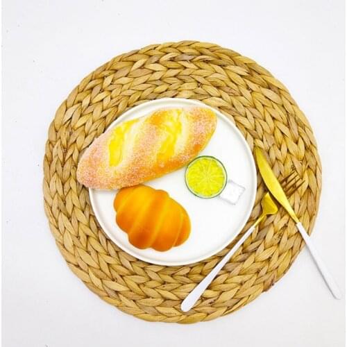 Woven Placemats for Dining Table Thick Rustic Round Kitchen Placemats All Natural Wicker Tablemats Hand-Braided from Water 667A