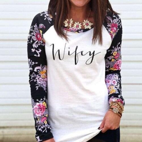Casual Loose Women Wifey Funny Letter Print T-Shirts Cotton Long Sleeve O-neck Fashion Tees Tops Lady Clothing White 2018 Spring