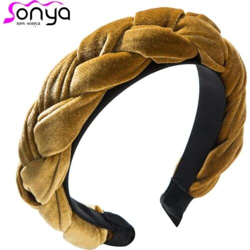 Minimalism European Temperament Fashion Solid Color Flannel Braid Personality Headband Cute Sweet Hair Accessories H023