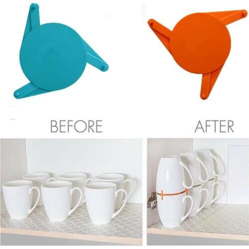 Expandable Stackable Coffee Mug Organizer Storage Stacker Kitchen Cabinet Blue/Orange Color Gadget Shelf For Cups J1I6