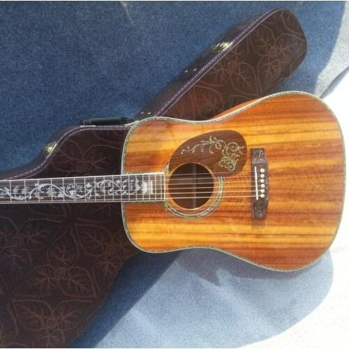 Handmade super Deluxe KOA Acoustic guitar All koa wood with all abalone inlay electric acoustic guitar KOA electrical acoustic