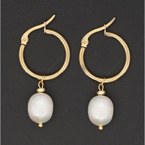 Go2boho Freshwater Pearl Earring For Women Jewelry Stainless Steel Earrings Handmade Hoops Earings New Ear Ring Gift For Her