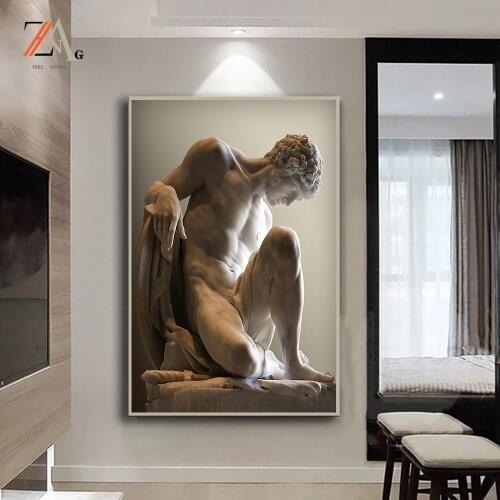 Michelangelo sculpture art painting poster decoration painting modern body sculpture art mural home living room decoration