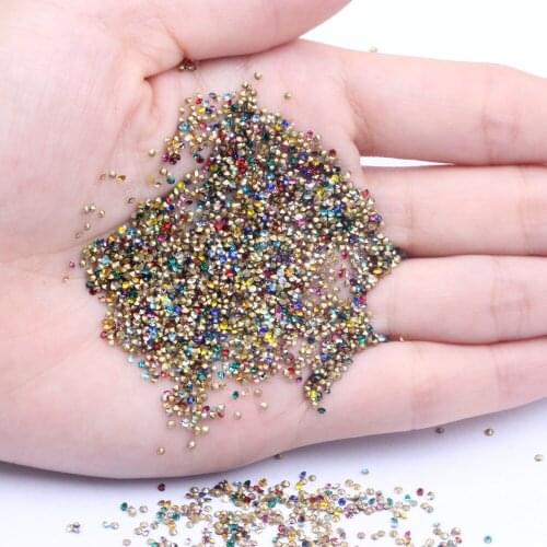 Glass Pointback Rhinestones Mini Many Colors ss3 1.3mm 1440pcs Shiny Stones Loose Strass Bead DIY Nails Art Phone Supplies