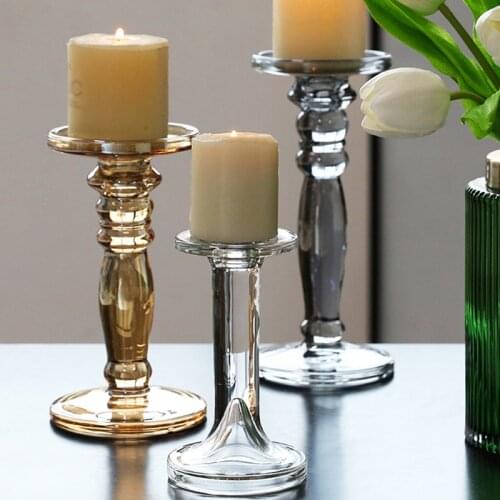 Glass Candle Holder for Home Decoration Decorative Handmade Candle Stand Wedding Decorations Nordic Ornament Candlestick Holder
