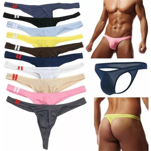 Mens Underwear T Back G String Briefs Sexy Breathable Thong Lingerie Jockstrap Gay Men Underwear Thong Plus Size 10 Colors