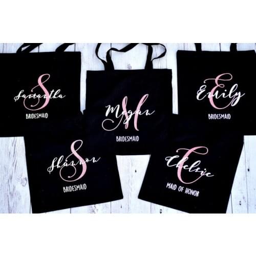 Custom Wedding Bride Bridesmaid Proposal Maid of Honor canvas Tote Bags bridal shower company gift bags Bachlorette party gifts