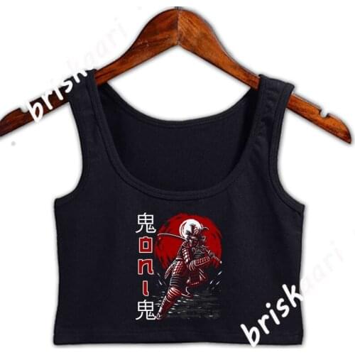 Demonic Nightmare Satanic Anime Oni Demon Or Devil Crop Top Women Interesting Building Tank Top Basic Solid Family Graphic Vest