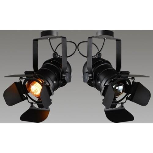 E27 Vintage Retro Track Light Spotlight 4 Leaf Rail Light LED Celling Trail Lamp for Clothing Store Bar Industrial Lighting