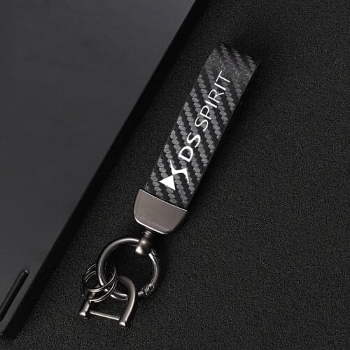 High-Grade Leather Car KeyChain 360 Degree Rotating Horseshoe Key Rings forDS SPIRIT DS3 DS4 DS4S DS5 DS 5LS car Accessories