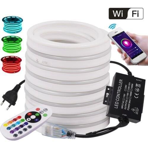 WIFI Remote Neon LED Strip Light RGB 24key Remote 1500W Controller Set 220V 110V EU US UK AU Power Kit Waterproof Flex Lamp