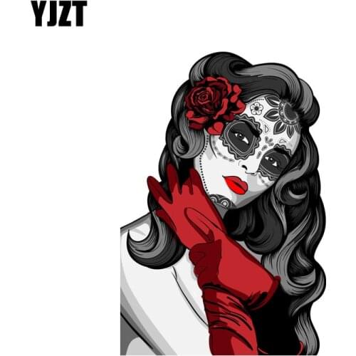 YJZT 9.6CM*14.1CM Mexican Calavera Woman Skull Body Decal Car Sticker Accessories 6-2298