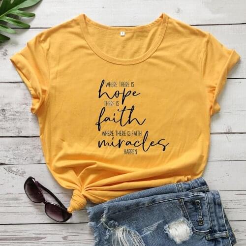 Hope Faith Miracles Christian T-Shirt 100% Cotton funny unisex quote women hipster vintage casual grunge Fashion tshirt top tee