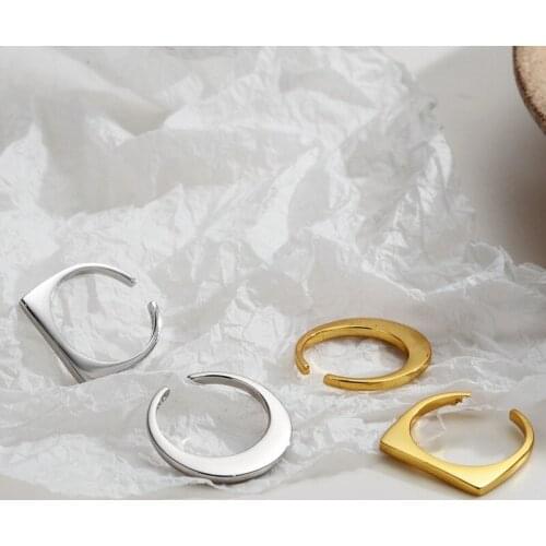 XIHA Real 925 Sterling Silver Ring Round Square Adjustable Knuckle Stackable Rings for Women Korean Style Minimalist Jewelry