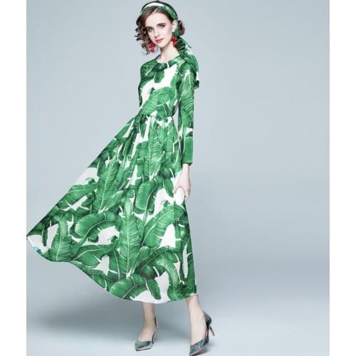 ZUOMAN Women Spring Autumn Elegant Chiffon Dress Festa High Quality Long Maxi Party Robe Femme Vintage Designer Green Vestidos