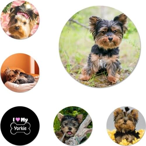 58mm Yorkshire terrier dog puppy Icons Pins Badge Decoration Brooches Metal Badges For Clothes Backpack Decoration