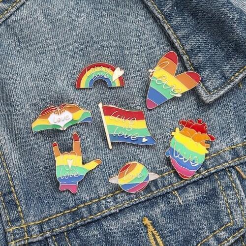 Love Is Love Rainbow Enamel Pins Custom GLBT Flag Brooches Bag Clothes Lapel Pin Partner Lovers Badge Jewelry Gift for Friends