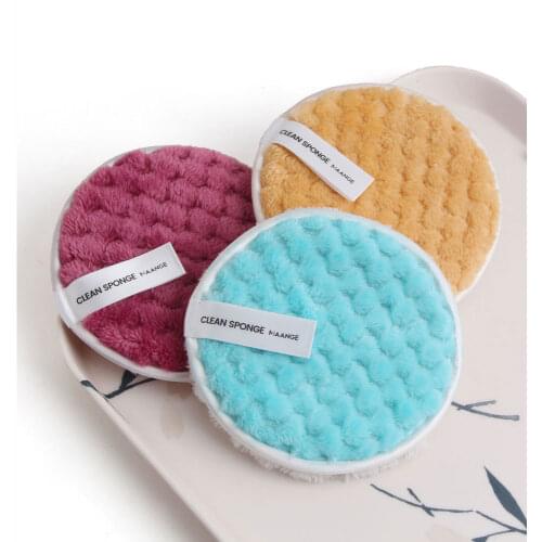 11.8*11.8cm Soft Microfiber Makeup Removal Pad Reusable Cleansing Sponge Puff Double-sided Cleaner Face Washing Colorful
