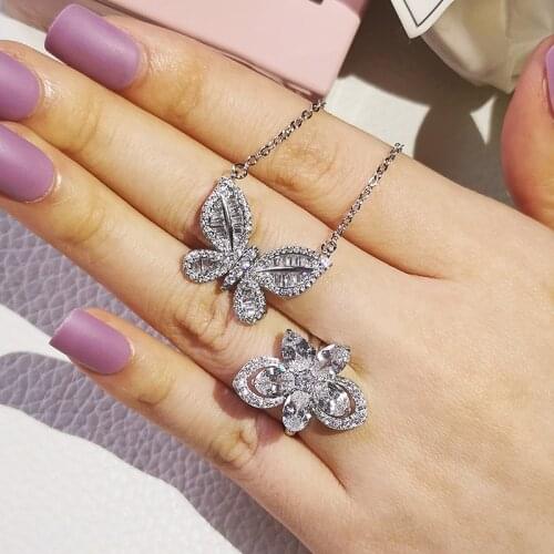 2021 New Luxury Butterfly 925 Sterling Silver Dubai Wedding For Women Lady Anniversary Gift Jewelry Bulk Sell J6022