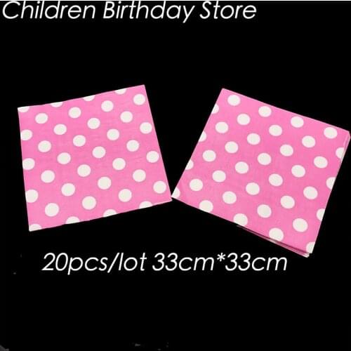 20pcs/pack pink dots theme disposable napkins polka dots theme birthday party decorations pink dots towels paper napkins