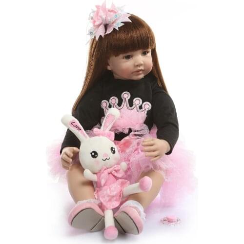 60cm Silicone Reborn Toddler Toy 24" Lifelike Vinyl Princess Girl reborn baby doll lol gift High Quality bonecas reborn