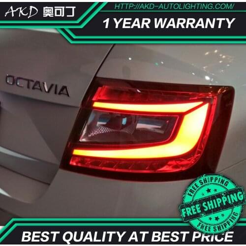 AKD car cars Tail lights For skoda octavia Taillights 2015 2016 2017 12V LED Car Tail lights Taillight Rear Lamp