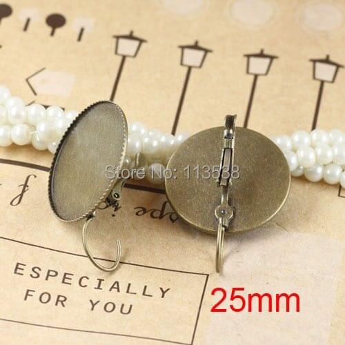 Antique bronze 500piece 25mm Round with Teeth Cabochon Setting Leverback earring hooks & wires ~ Earring Base ~ Earring Blanks