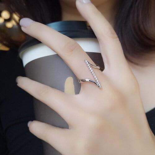 925 Sterling Silver Asymmetric Gold Color Tiny Finger Ring Simple V Shape Rings for Women Minimalism Female Wedding Jewelry