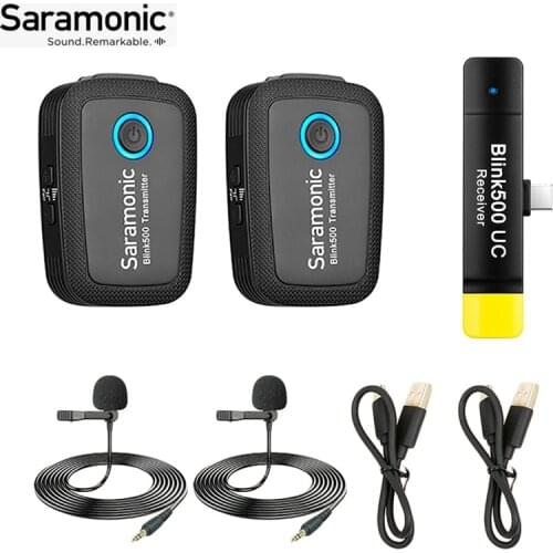 Saramonic Wireless Microphone Blink 500 B6 2.4GHz Dual-Channel Mic System Lavalier for Samsung Huawei Android TYPE-C Smartphone