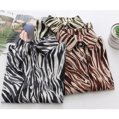 Womens Shirt Spring Clothing 2021 New Fashion Female Top Vintage Chiffon Button Leopard Korean Blusas Office Ladies Full 1015