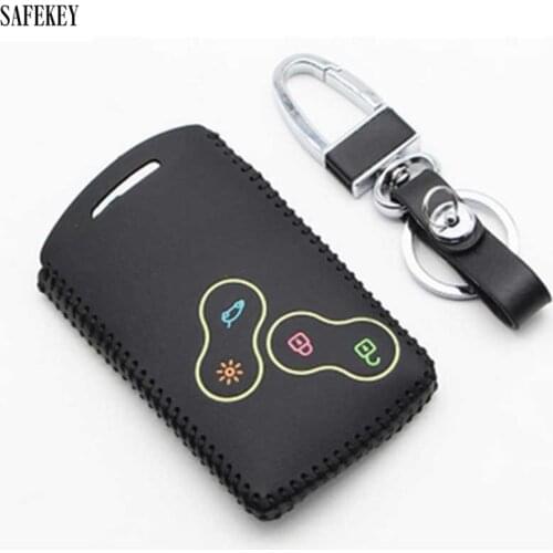 Genuine Leather Key Case For Car Styling Luminous 4BTN Key Cover For Renault Duster Megane 2 3 Captur Kadjar Clio Accessories