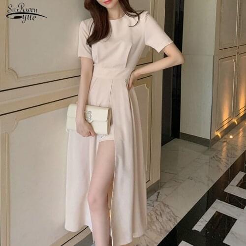 Short Sleeve Elegant Slim Party Dress Summer Chiffon Dress Women 2021 Korean Style Fashion Casual long Dresses Vestidos 15235