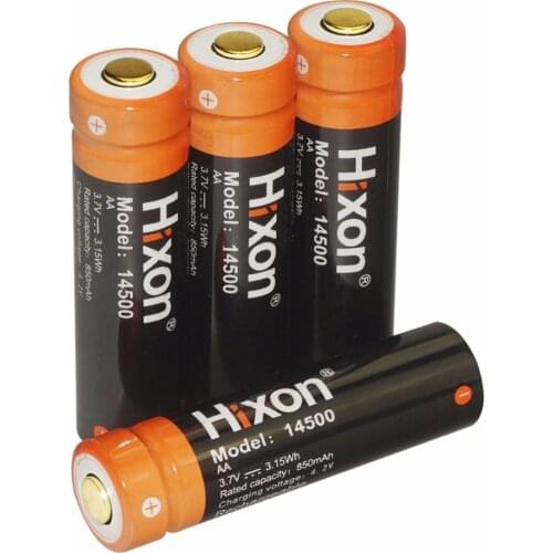 Hixon 4pcs 14500 3.7V 800mAh for mini LED flashlight Torch Rechargeable Lithium lion Battery
