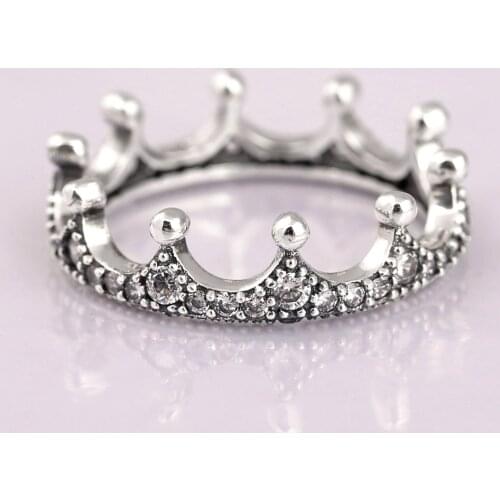 Original Enchanted Crown With Crystal Rings For Women 925 Sterling Silver Ring Wedding Party Gift Fine Jewelry