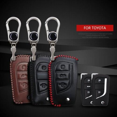 Leather Car Key Case Cover for Toyota Rav4 Aygo Highlander Chr 2020 Camry70 40 Corolla Yaris Prado Land Cruiser 200 Fortuner