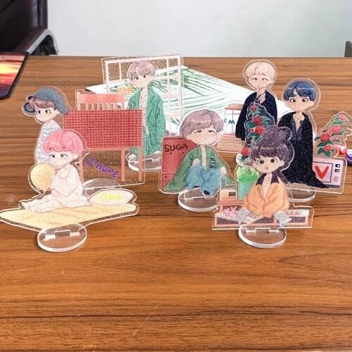 Kpop Bangtan Boys Acrylic Star Desk Stand Board Cartoon JK Transparent Car Stand Board Decor