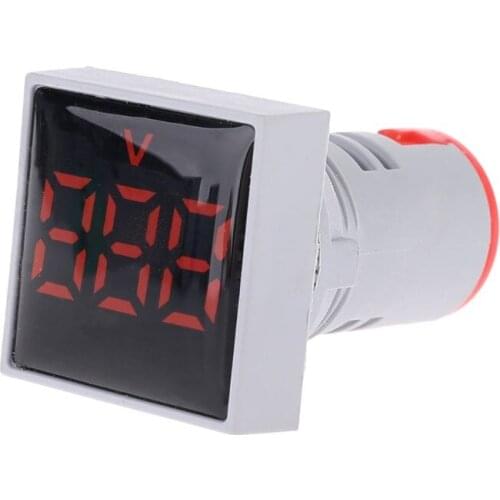 Square Voltmeter AC 20-500V Volt Meter Panel LED Digital Voltage Indicator Light 22mm