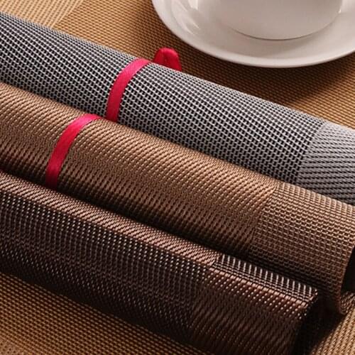 Fashion Table Mats Pvc Placemat Hotel Western Food Pad Rectangular Solid Color Slip-Resistant Waterproof Table Mat Coaster