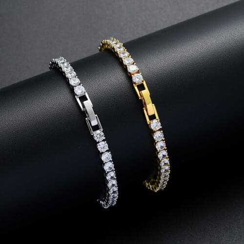 Hip Hop Iced Out Fashion 3mm 4mm 5mm 7inch 8inch Brass Bracelet Mens Jewelry CZ Bracelet BB106