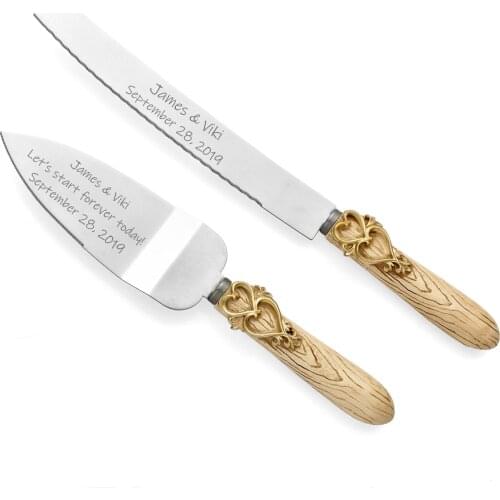 Personalized Rustic Wedding Cake Knife Set,Country Antique Wedding Cake Serving Set,Customized Party Favor,50th Wedding Keepsake