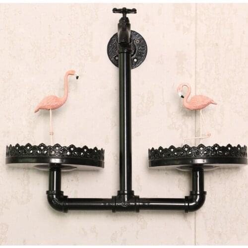 Wall Hanging Shelf Iron Pipe Frame Industrial Wind Display Creative Wall-mounted Flower Stand Shelf Organizer Home Decor