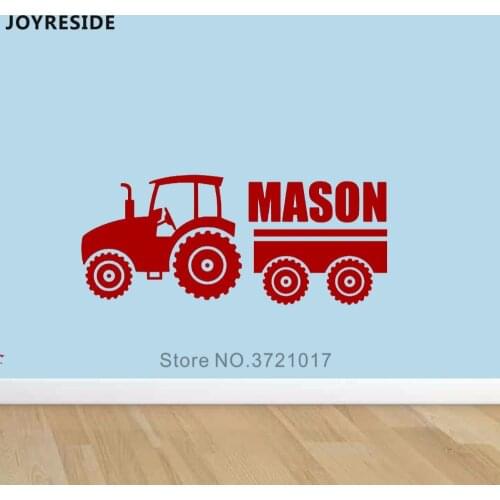 JOYRESIDE Customed Baby Name Tractor Wall Decal Vinyl Sticker Home Decor Kid Boys Bedroom Wall Decal Interior Decor Mural A606