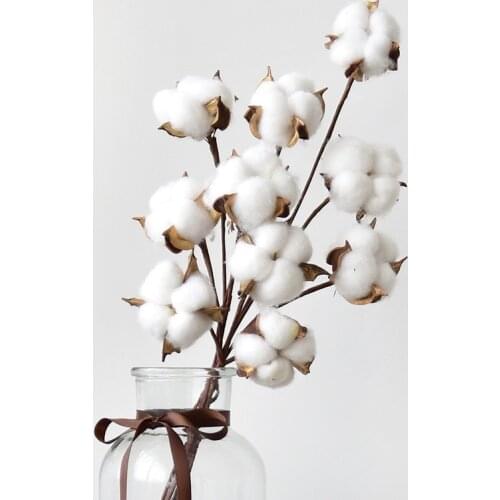 Natural air-dried cotton flower white home decoration artificial flower branch wedding party decoration bouquet home decoration