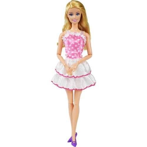 New Strapless Polka Dot Cute Style Dress Girl Toys Doll Clothes Accessories for 12 Inch Doll Wardrobe Homemade Dress #36