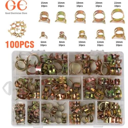 100PCS 6mm-22mm Zinc Plated Spring Hose Pipe Clamp Air Clip clamps clamp spring clamp clamps clamp