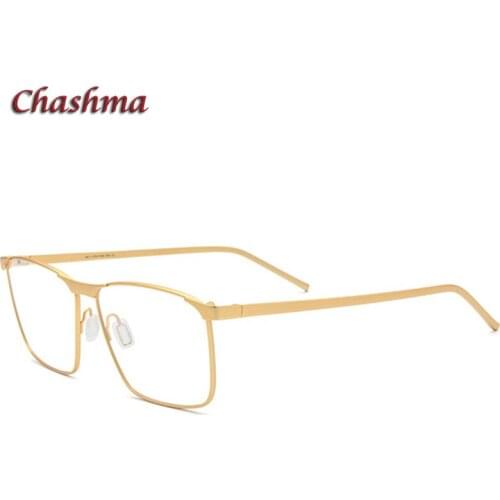 Men Gold Optical Glasses Frame Top Quality Pure Titanium Eyeglass for Prescription Lenses No Fade Eyewear